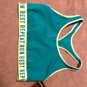 Old Navy “Run Rest Repeat” Teal Medium Sports Bra